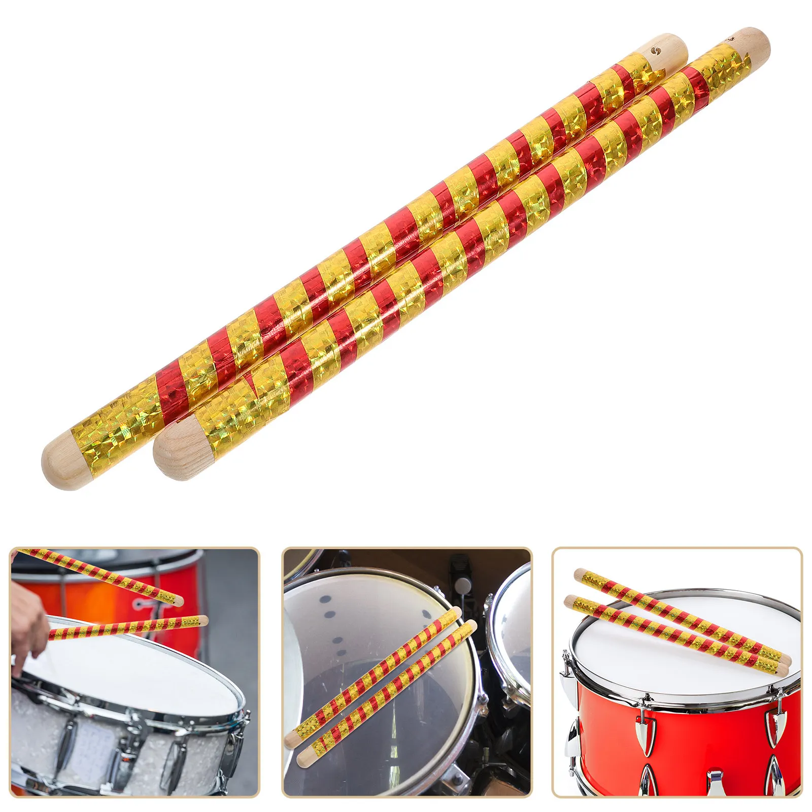 2 baguettes de tambour en bois Dandiya, couleurs vives, frappes stables pour adultes, idéales pour les séances de pratique de la musique