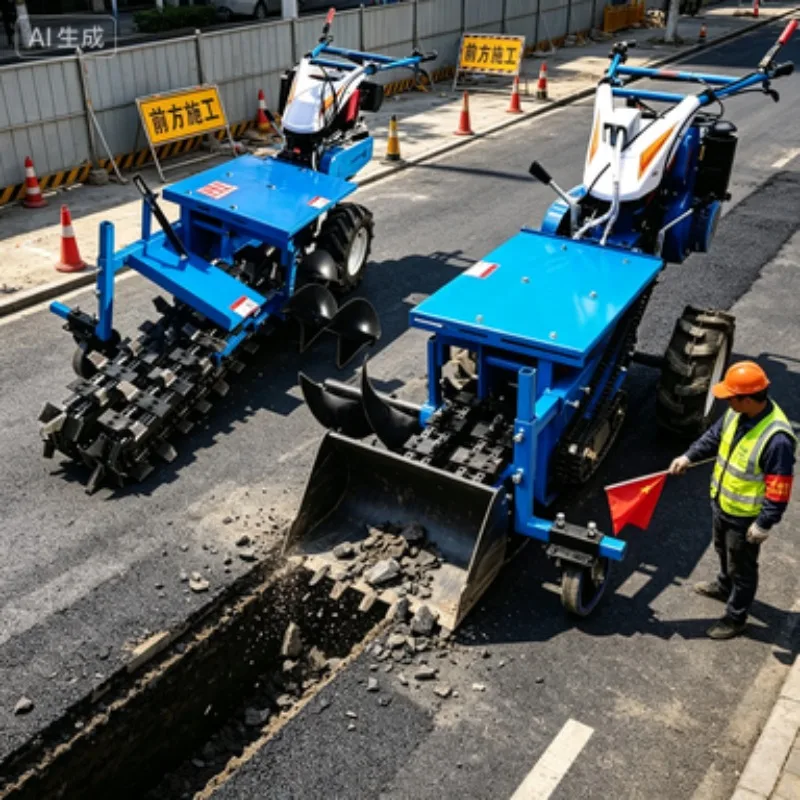 Ducar/B&S/Loncin 15hp Petrol Engine Mini Trencher 60cm Digging Depth for Laying Cable Farm Machines