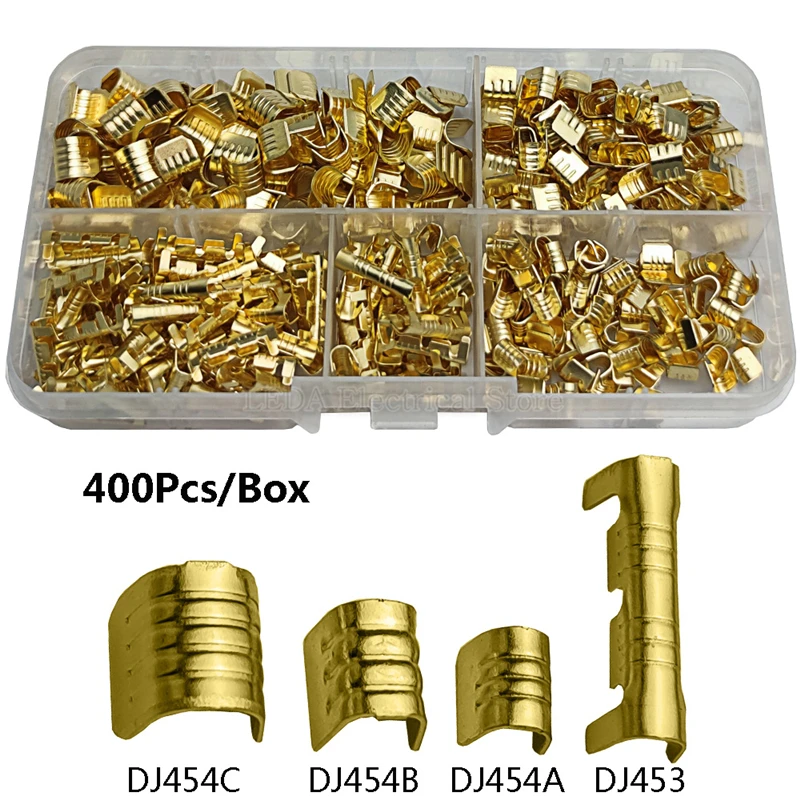 400Pcs DJ454 DJ453 U-Shaped Copper Wire Crimps Terminal Cold Pressing Connectors Docking Wire Connectors For Wire Tab