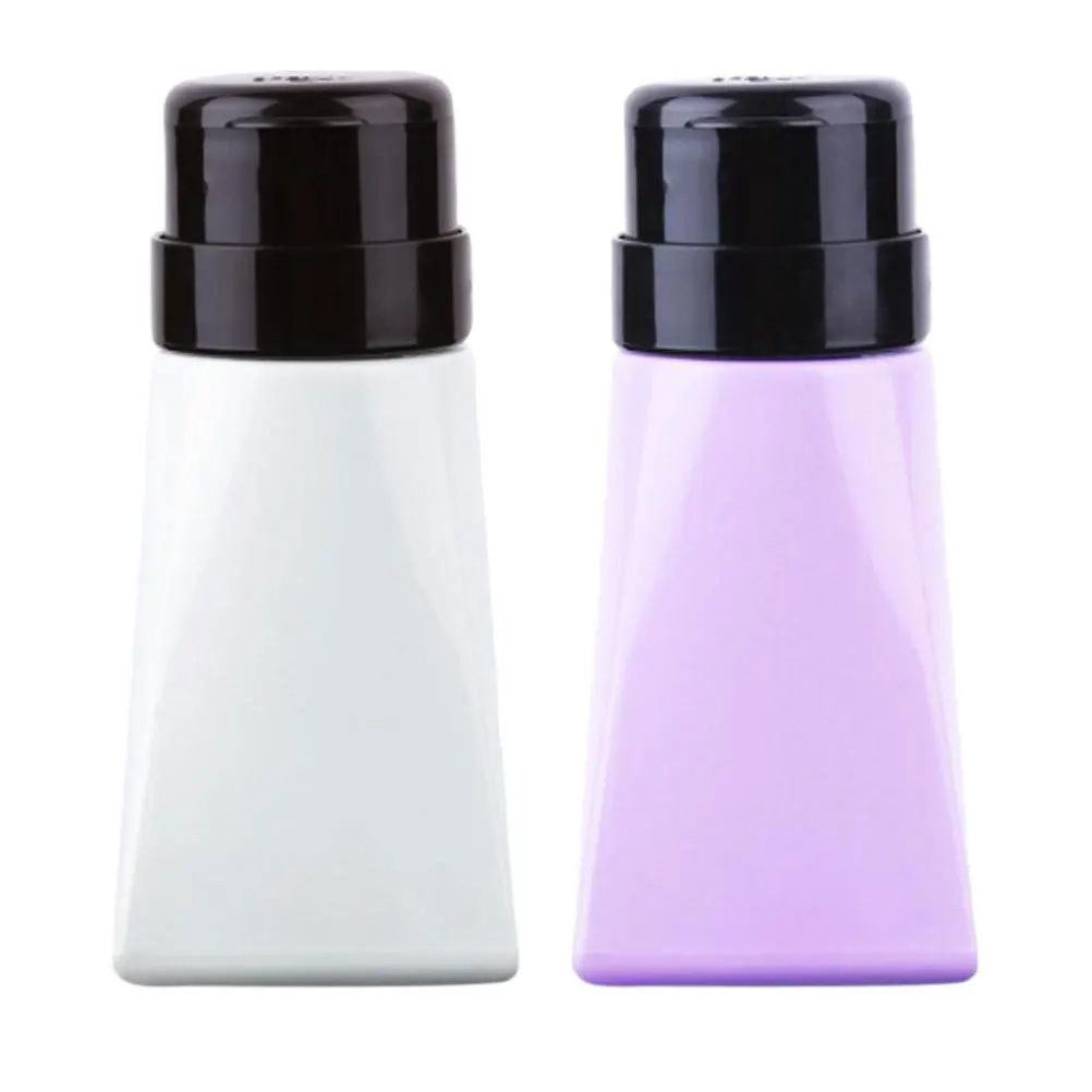 2 قطعة 200 مللي زجاجات مضخة بدون هواء مانعة للتسرب لمزيل طلاء الأظافر موزعات فارغة واضحة تخزين السائل الصغيرة مع