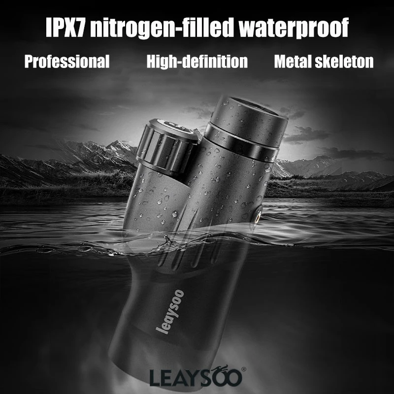 

LEAYSOO 12x50 Professional Long Range Monocular Telescope BAK4 Prism IPX7 Nitrogen Waterproof for Hunting Camping Birdwatching