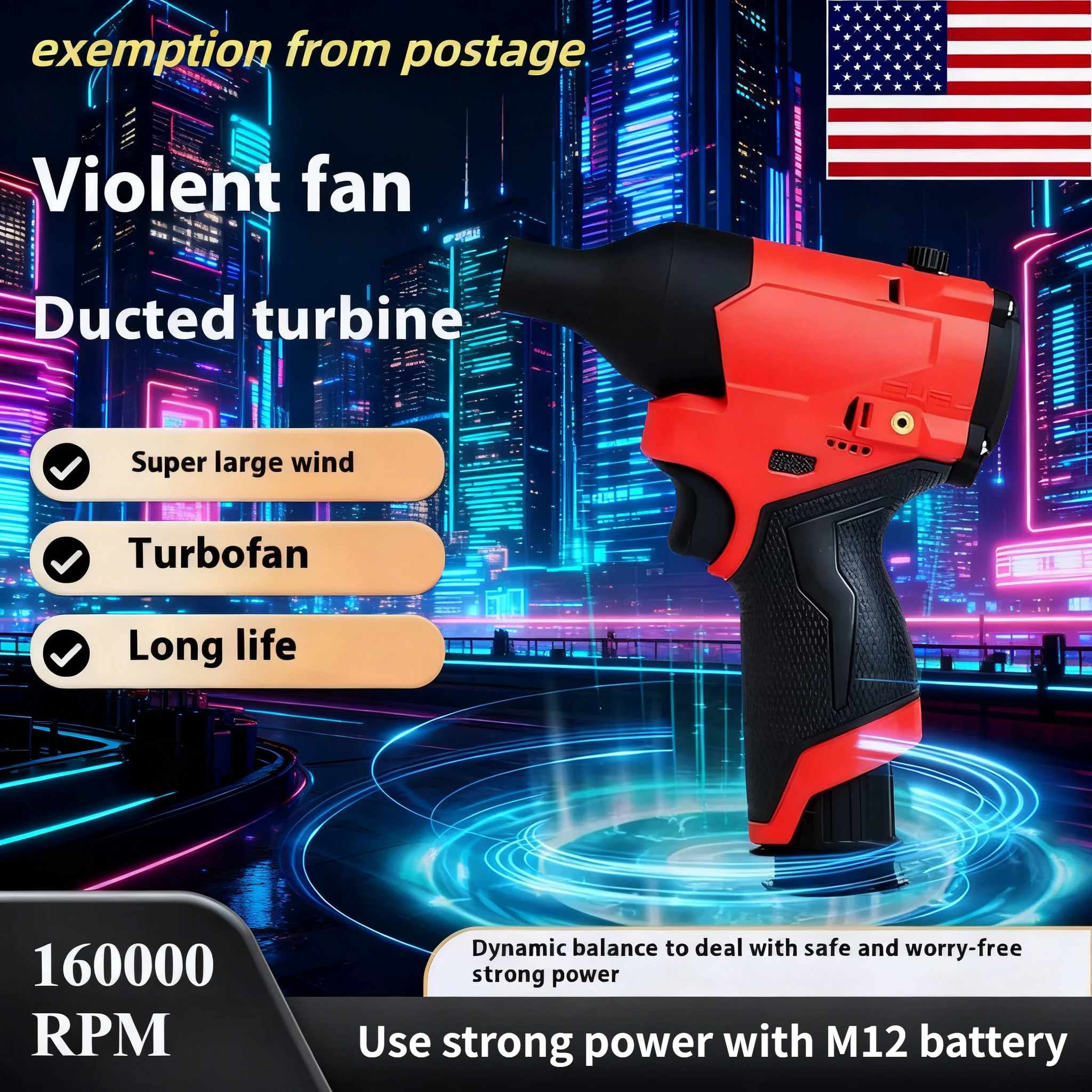 

Brushless Jet Blower for Milwaukee 12V Battery 160000RPM Control Violent Turbo Fan Electric Air Duster (No Battery)