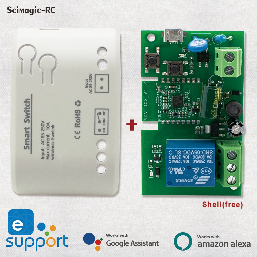 EWelink 1-kanałowy moduł inteligentnego przełącznika Wi-Fi 1CH Przekaźnik automatyki domowej AC DC 7-32V AC 85-250V Inteligentny przełącznik oświetlenia żarówki