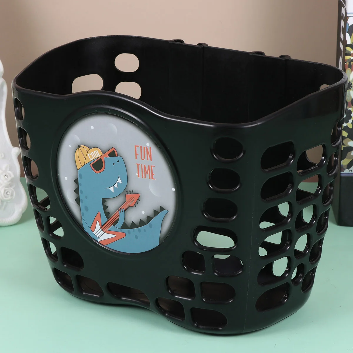 Thickened Scooter Basket Children Bike Basket Plastic Front Storage Basket (Black) Plastic Basket