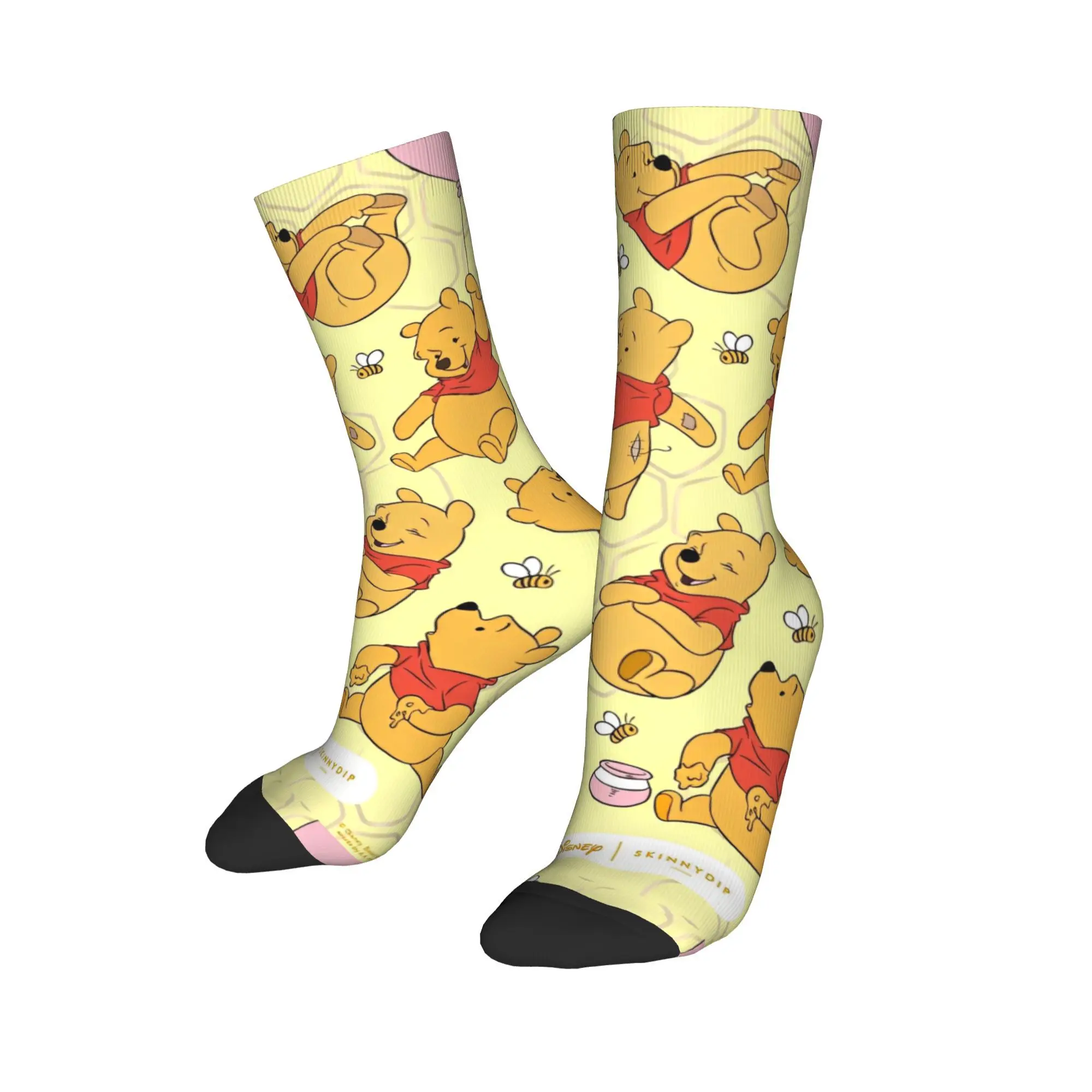 Harajuku Winnie the Pooh and Balloons Soccer Socks  Polyester Long Socks for Women Men Breathable