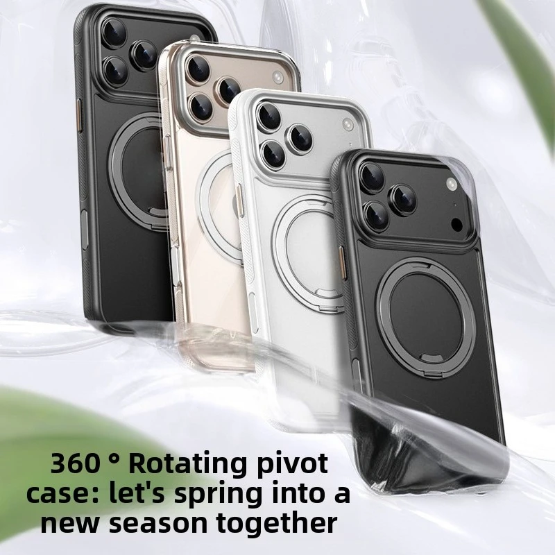 เคสโทรศัพท์ป้องกันแบบแม่เหล็กหมุนได้ 360 องศา พร้อมป้ายกันรั่ว สำหรับ iPhone 17/16/15/14/13 Pro Max/17 Air