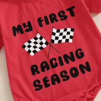 Baby Boys Summer Jumpsuit Casual Racing Letter Print Short Sleeve Romper for Newborn Cute Clothes 2