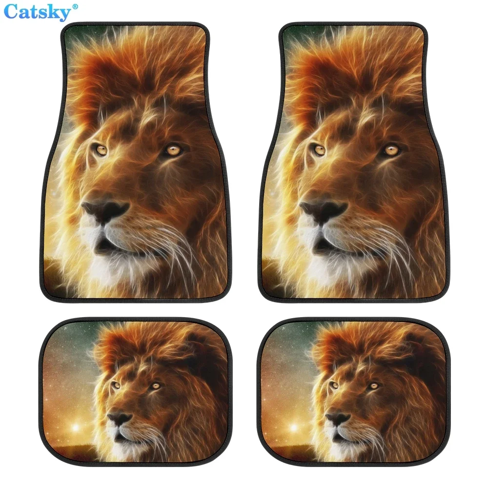 

Lion Animal Ferocious Car Floor Mats Universal Front/Rear 4 Pcs Interior Accessories Rug Car SUV Truck Floor Mats Rubber Pattern