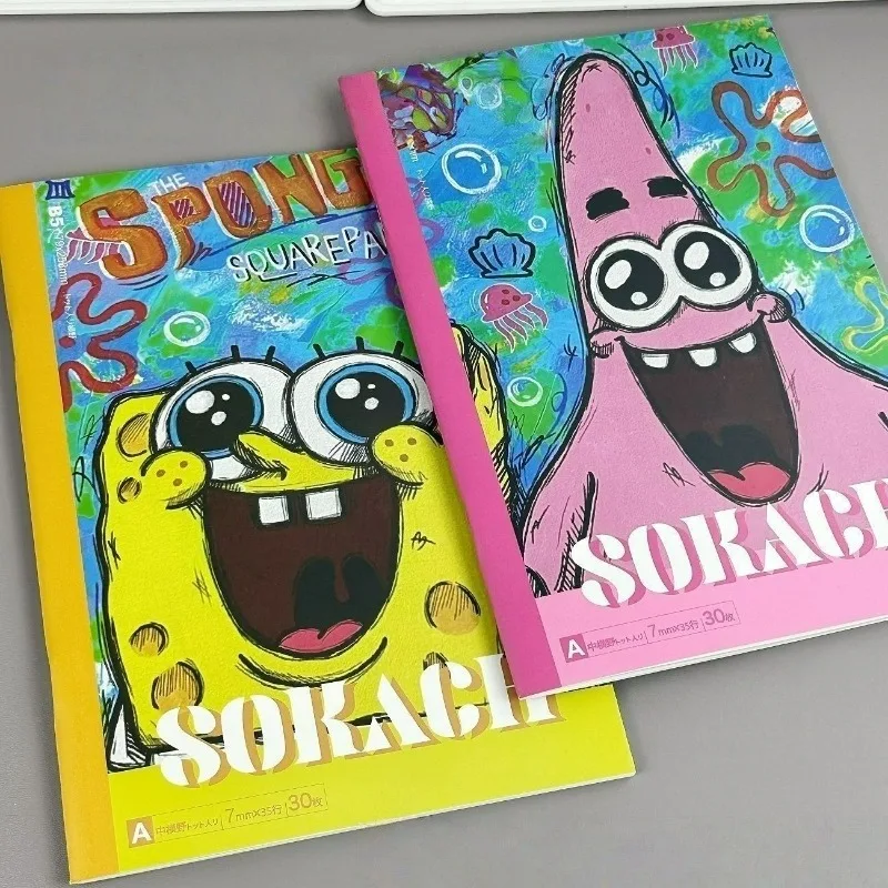 

Блокнот в стиле картины маслом из аниме «Губка Боб Квадратные штаны», формат B5, в линейку, новый стиль, креативный, милый, кавайный, нишевый, мультяшный, красивый дизайн