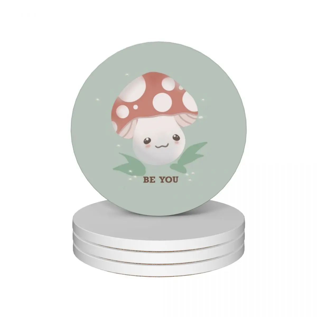 

Little cute mushroom Ceramic Coasters (Set of 4) Cup for tea cute kitchen original eat table Coasters