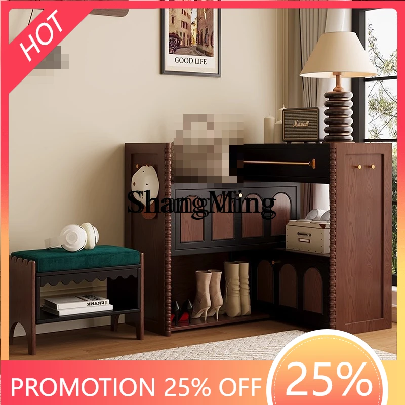 

SM style solid wood living room home door storage bucket cabinet against the wall retractable entrance cabinet