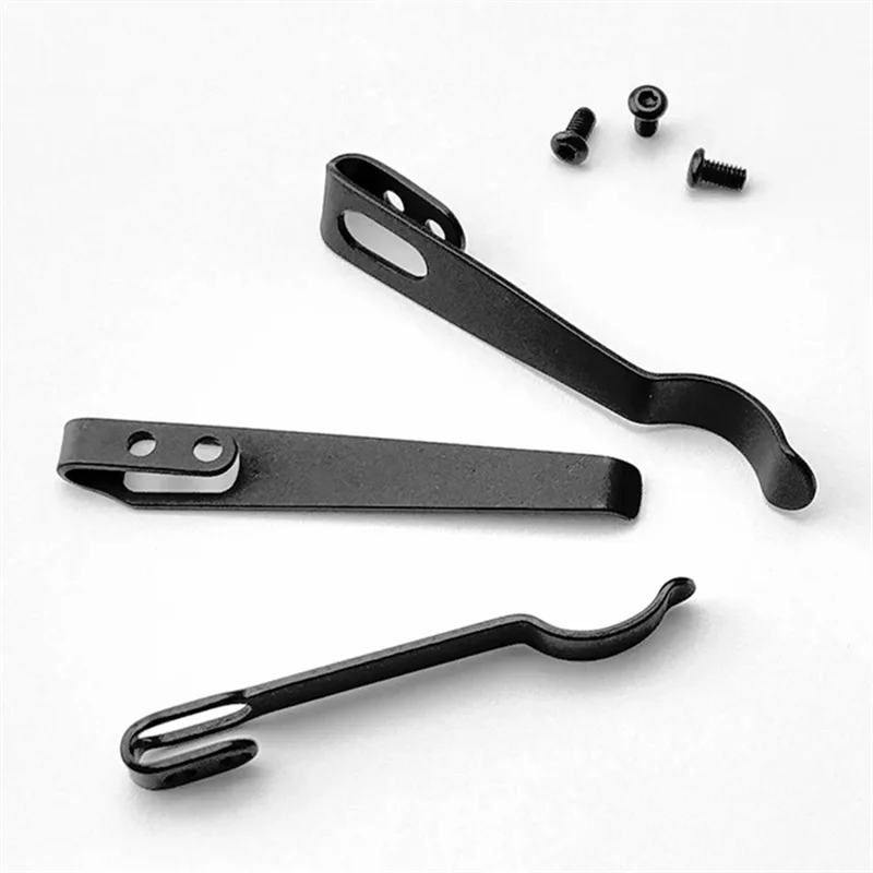 4 Types 420 Stainless Steel Knife Pocket Clip Back Clamp With 3Pcs M2.5 Screws DIY Make Replace Accessories Parts