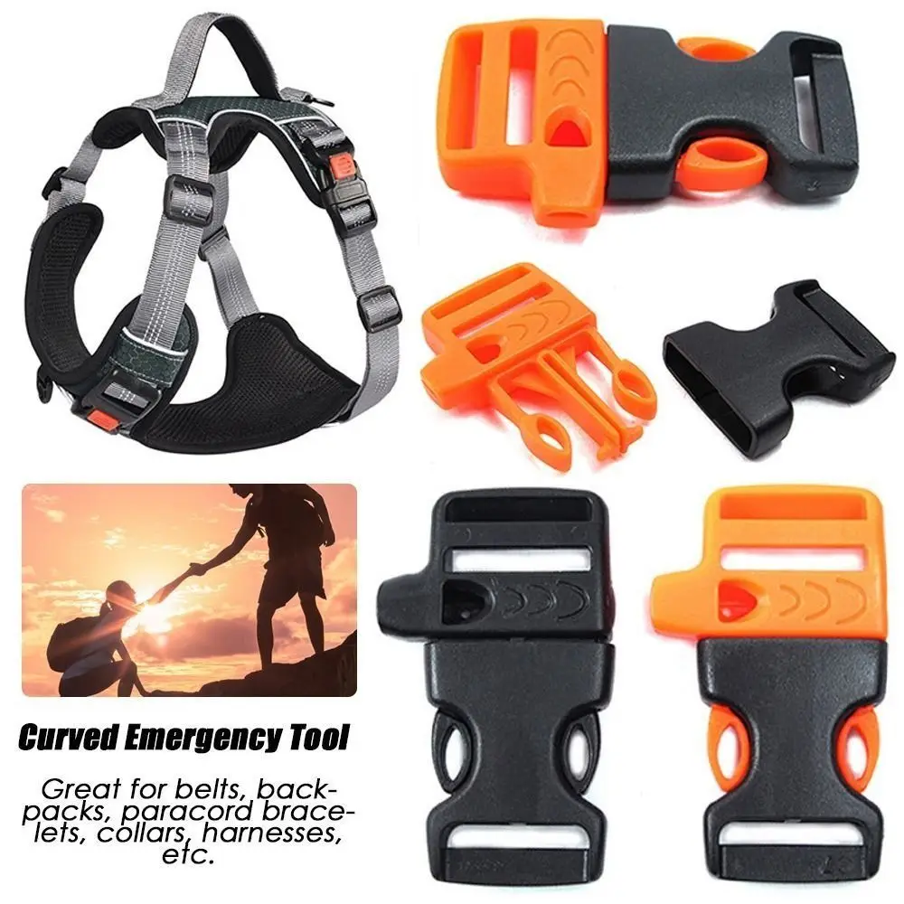 1PC Whistle Buckles Quick Release Emergency Survive Kits for Paracord Bracelet Outdoor Bag Black / Glow In the Dark