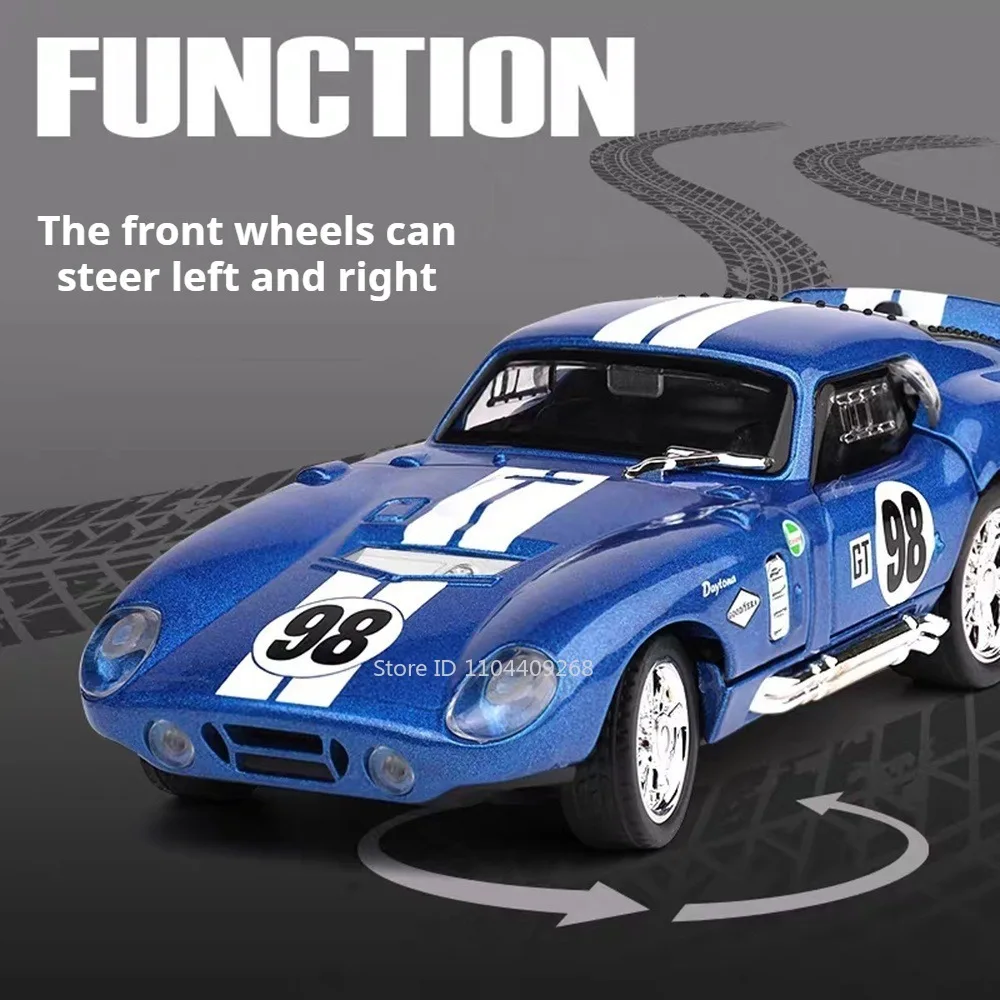 Escala 1:32 shelby cobra huayra bc modelo de carro esportivo brinquedo requintado interior música luz puxar para trás modelos metal diecast brinquedos