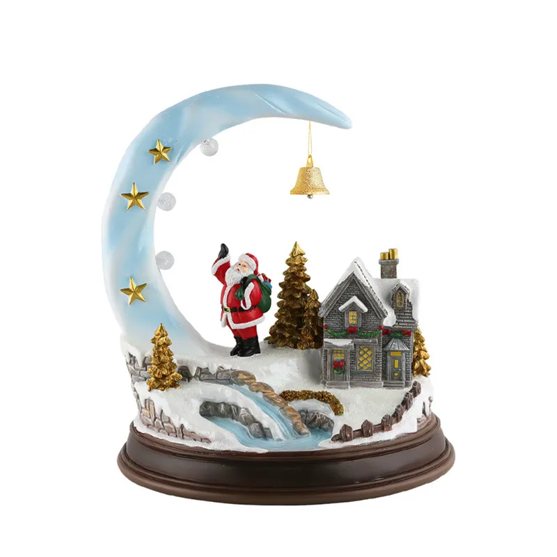 

New product creative moon house Christmas ornaments Santa Claus decorations resin crafts gifts