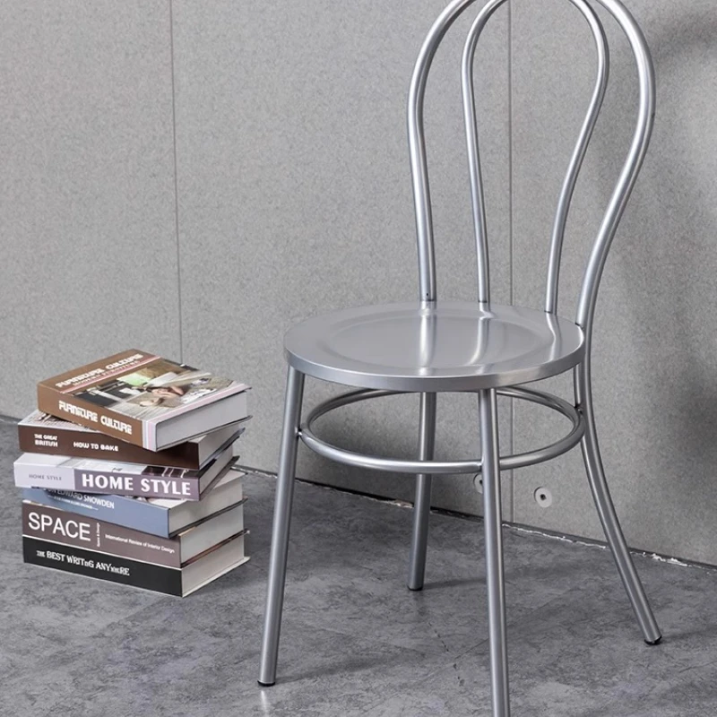 

American Retro Metal Dining Chairs Arc Backrest Restaurant Seat Milk Tea Shop Leisure Stool Stable and Durable Modern Furniture