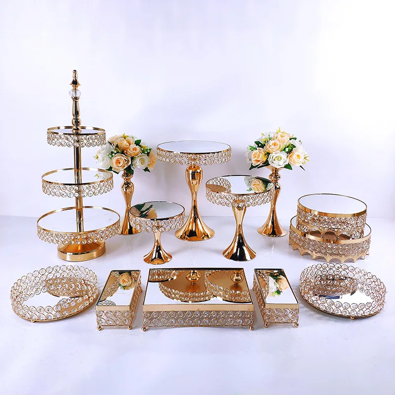 Western-style wedding dessert table ornament, cold meal cake three-layer snack rack, decorative display