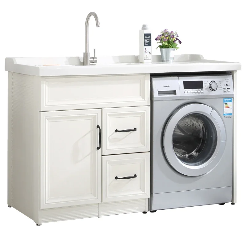 

Balcony laundry cabinet combination sunscreen space aluminum drum washing machine significant other cabinet bathroom