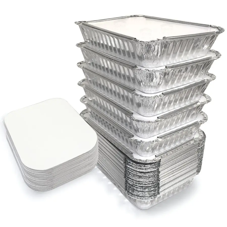 

110 Pack 2.25LB Aluminum Pans with Cardboard Lids To go Foil Containers with Lids Disposable Food Containers Foil Take Out Meal