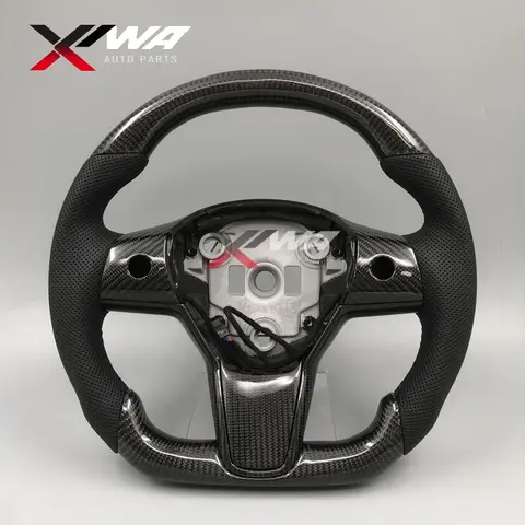 For Tesla Model 3 Model Y 2017-2024 Sports Steering Wheel with Heating Real Carbon Fiber Car Accessories Customized Style