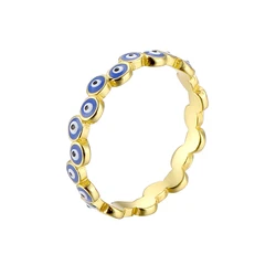 RYJU Lucky Turkish Blue Evil Eye Rings For Women Vintage Colorful Enamel 925 Sterling Silver Rings Birthday Party Jewelry Gift