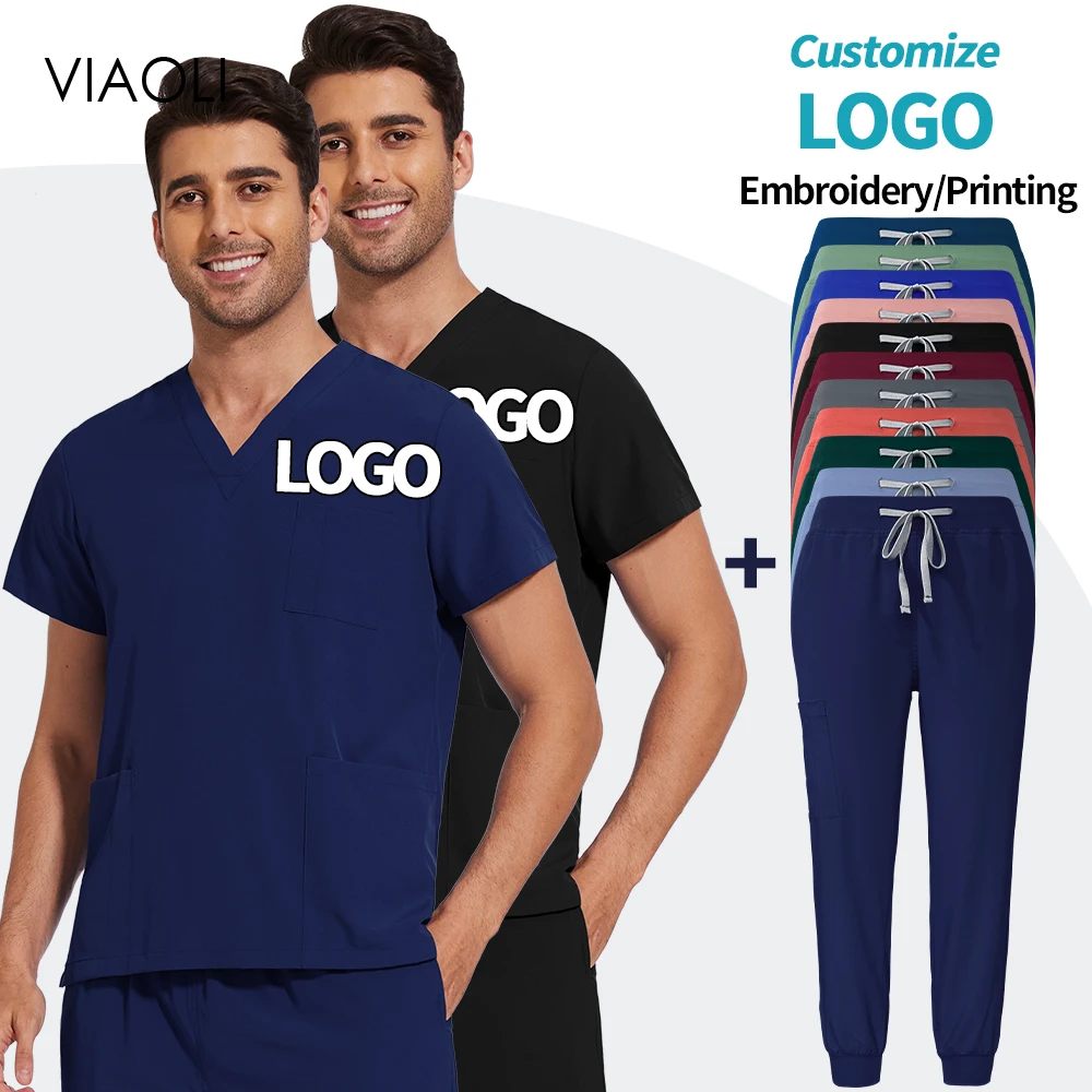 Customized Logo Pet Clinic Doctor Costume Women Man Quick-dry Medical Work Uniforms Trendy Clothing Hospital Scrubs Set Workwear