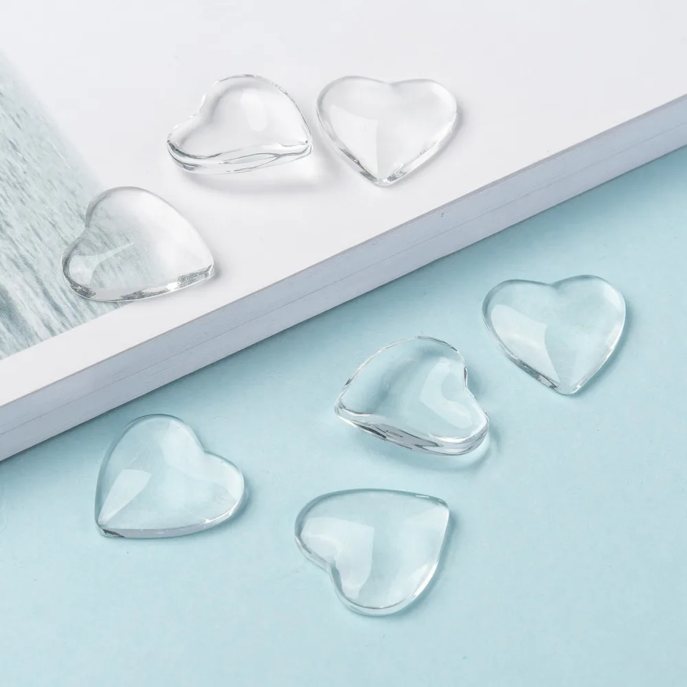 200pcs Clear Heart Glass Cabochons 10/12/16/18/20/23/25/30mm for jewelry making DIY lover bracelet necklace earring accessories