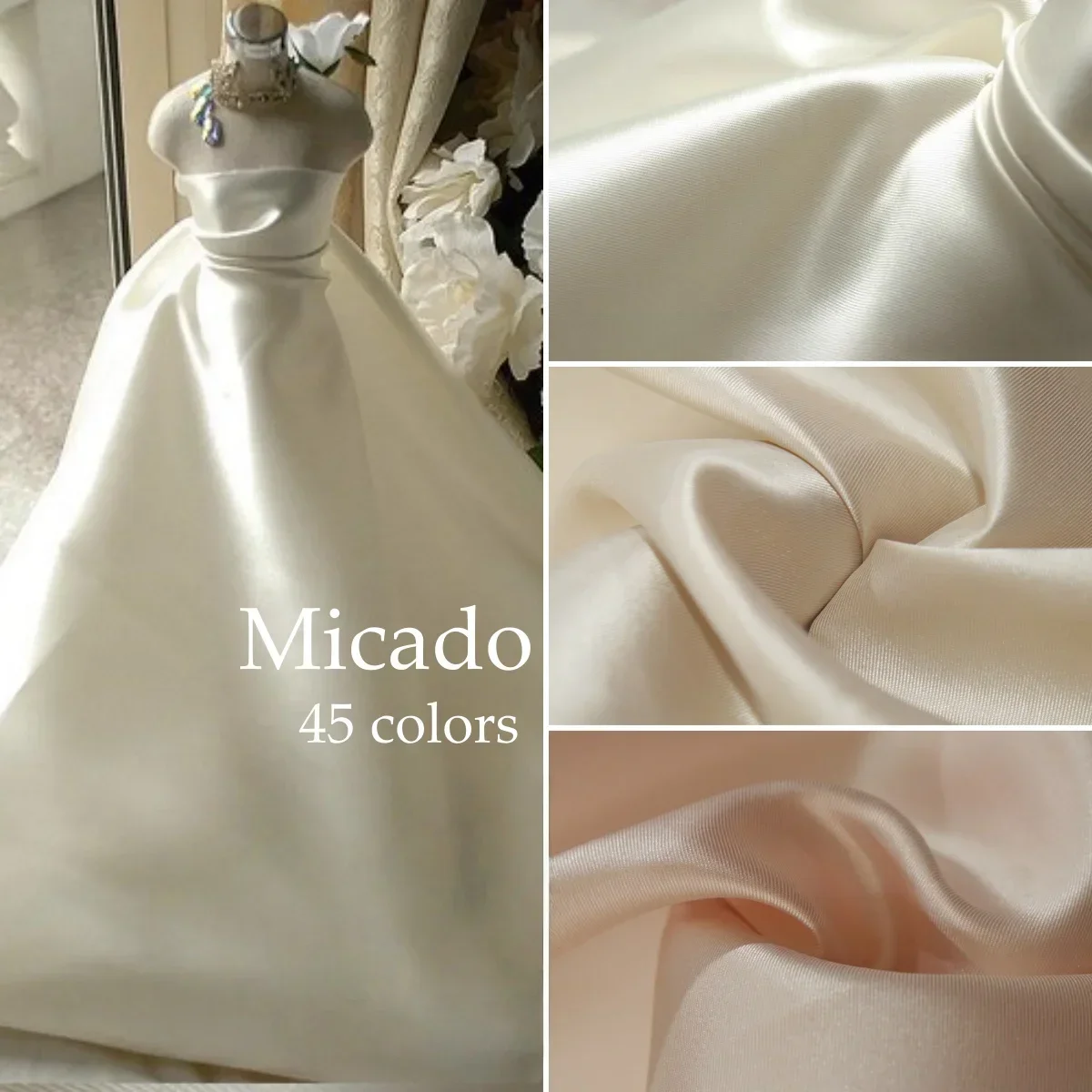 جديد ميكادو الساتان مخيط فساتين الزفاف فساتين السهرة فساتين مايكرو قاسية الأقمشة DIY الستائر خلفية الأقمشة الزينة