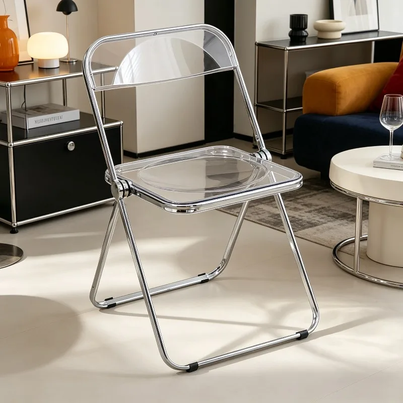 

Internet Celebrity Transparent Acrylic Chair,Fashion Simple Folding Dining Stool, Household & Clothing Store Photo Prop Chair