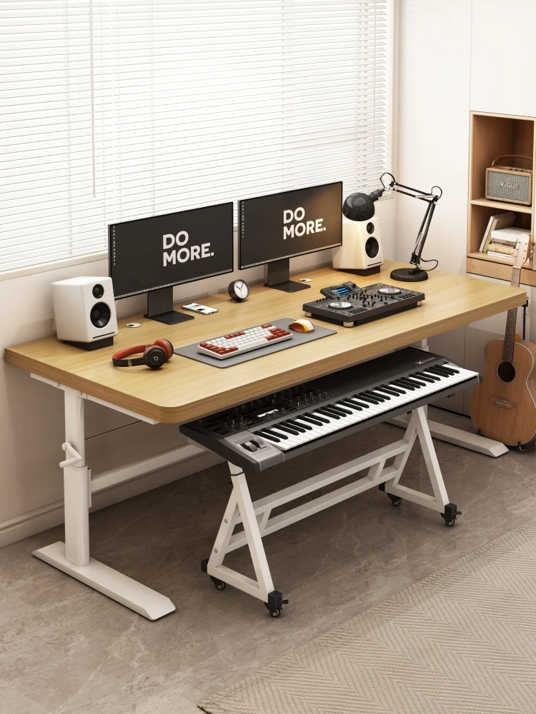 Height-adjustable computer desk for music