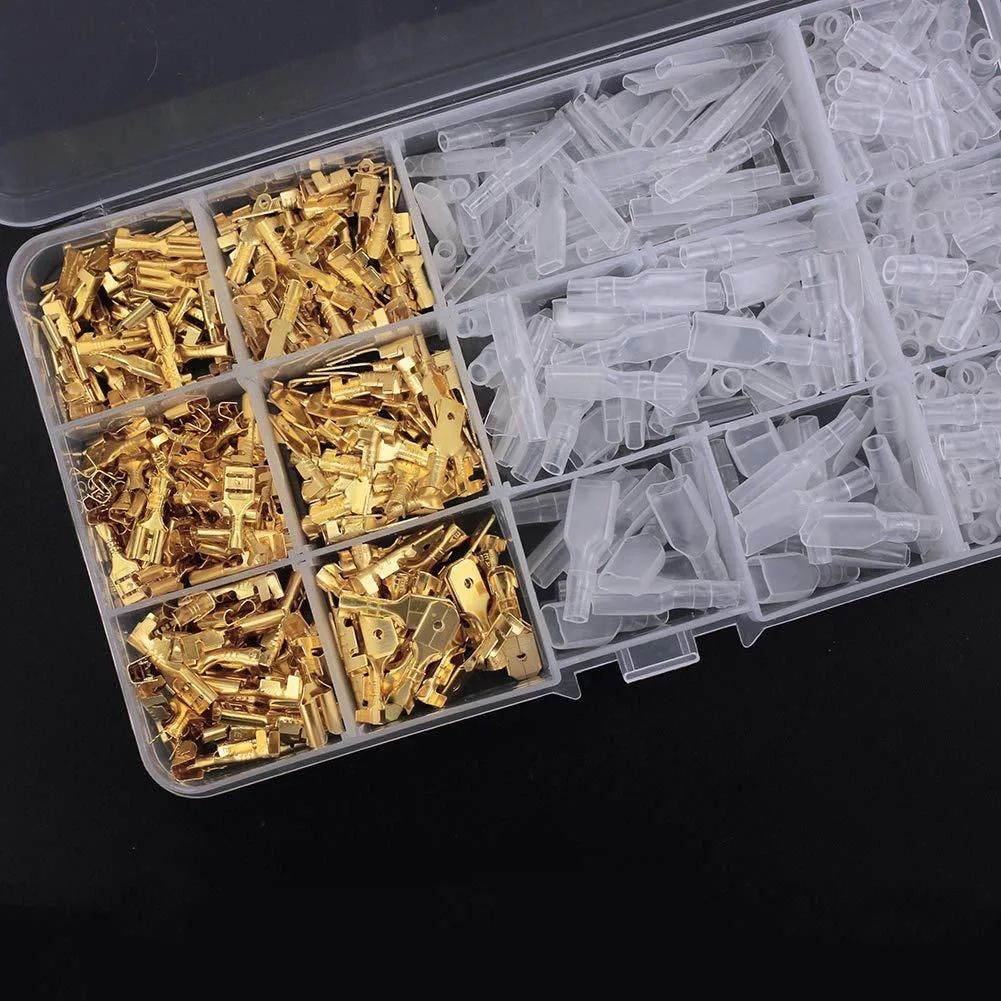 270pcs Quick Connect Terminal Block Connector with Box, 2.8/4.8/6.3mm Male Female Wire Spade Connector