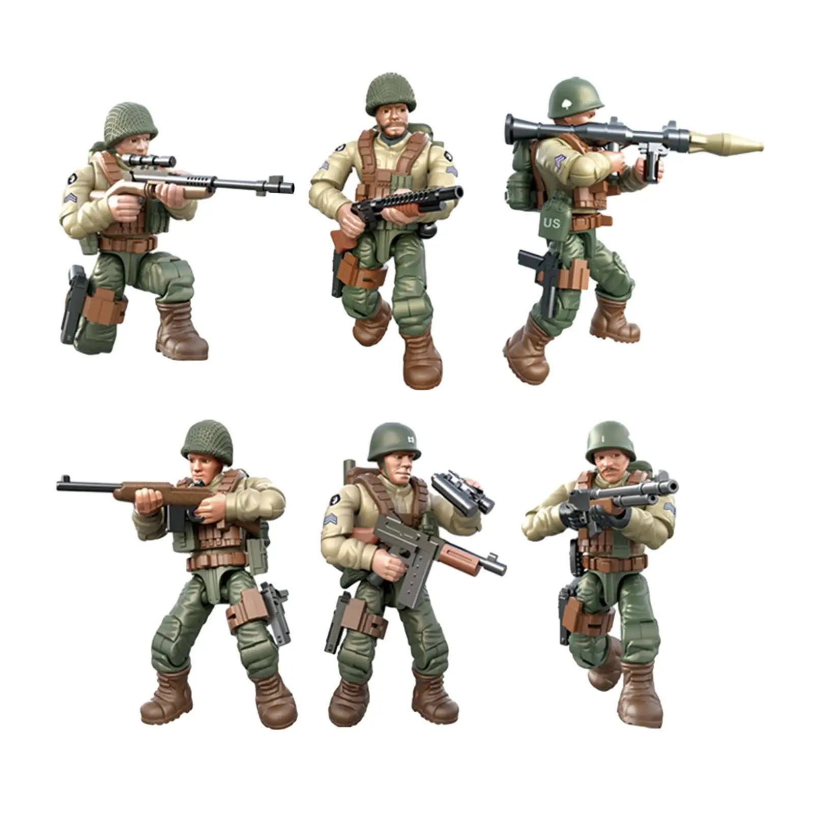 6x Soldiers Figures Ornaments Soldiers Playset for Pretend Games Layout Battle Building Scene Sand Table Game Class Projects