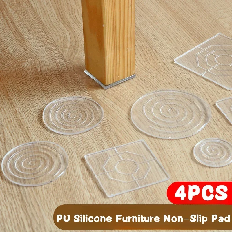 

4Pcs Silicone Non-Slip Pad Anti-moving Table Foot Bed Foot Antislip Fixator Transparent Anti Vibration Pads Furniture Gasket