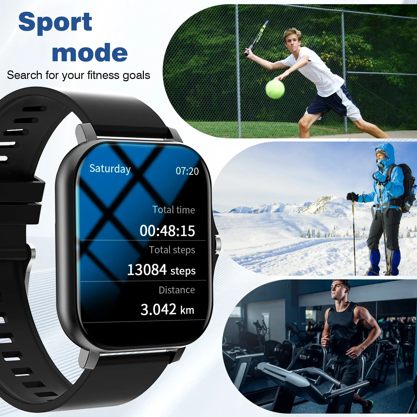 Relógio inteligente 255, chamada sem fio, tela HD de 1,83 polegadas, modo multiesporte, previsão do tempo, adequado para Android e iPhone, presente