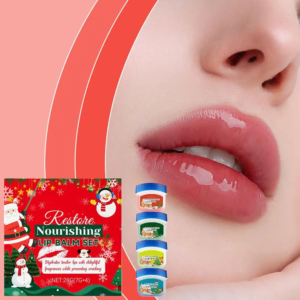 Christmas-exclusive Nourishing Lip Balm Set Multiple Botanical Extracts Deeply Moisturize Lips Effectively Alleviate Dryness