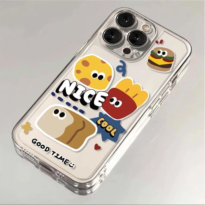 Hamburger Toast Friends  Phone Case For iPhone 16 15 13 14 12 11 Pro Max 15 16 Plus X XS XR Max 12 Mini Soft smart cover image 3