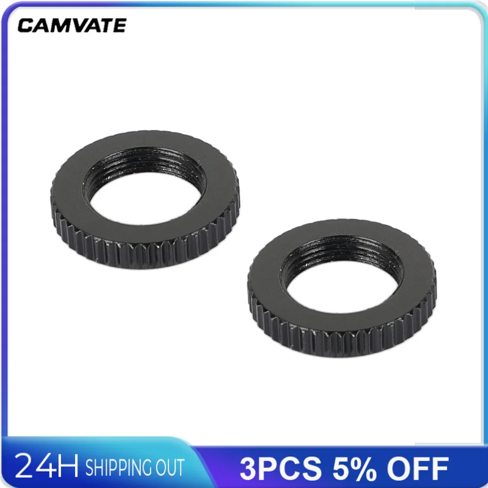 CAMVATE 2Pieces Aluminum Double Lock Nuts With Standard 5/8"-27 Thread For 5/8" Cold /Hot Shoe Adapter Screw Microphone Mounting