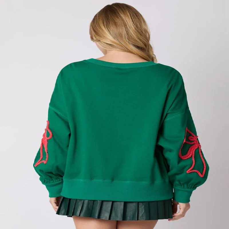 Women'S Cute Bow-Knot Casual Lantern Long Sleeve Crew Neck Sweatshirts Fall Loose Fit Y2k Pullover Tops