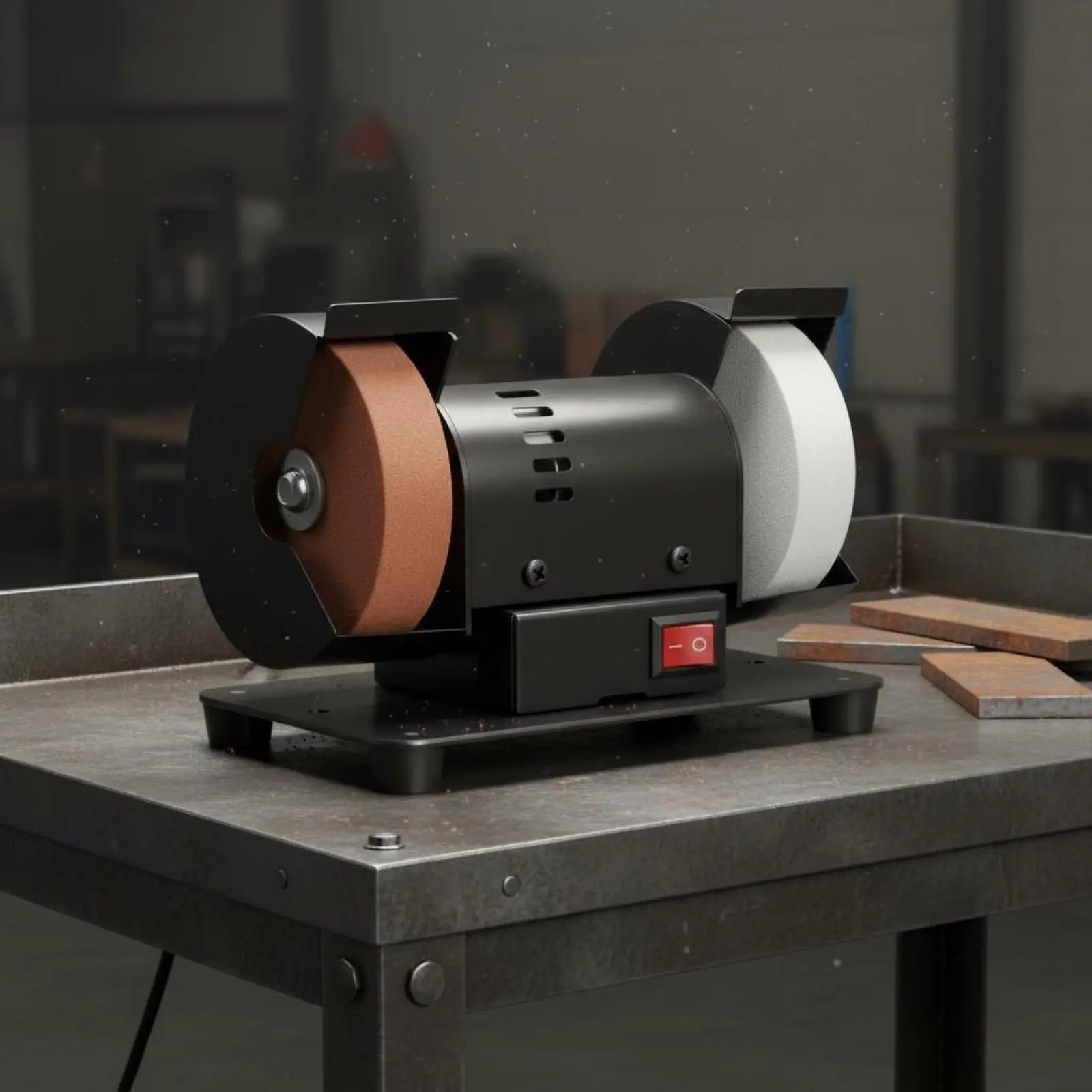 

Double Wheel Grinder Rust Removal Tabletop Grinding Machine Mini Bench Grinder Polishing Power Tool Compact Size for Home Garage