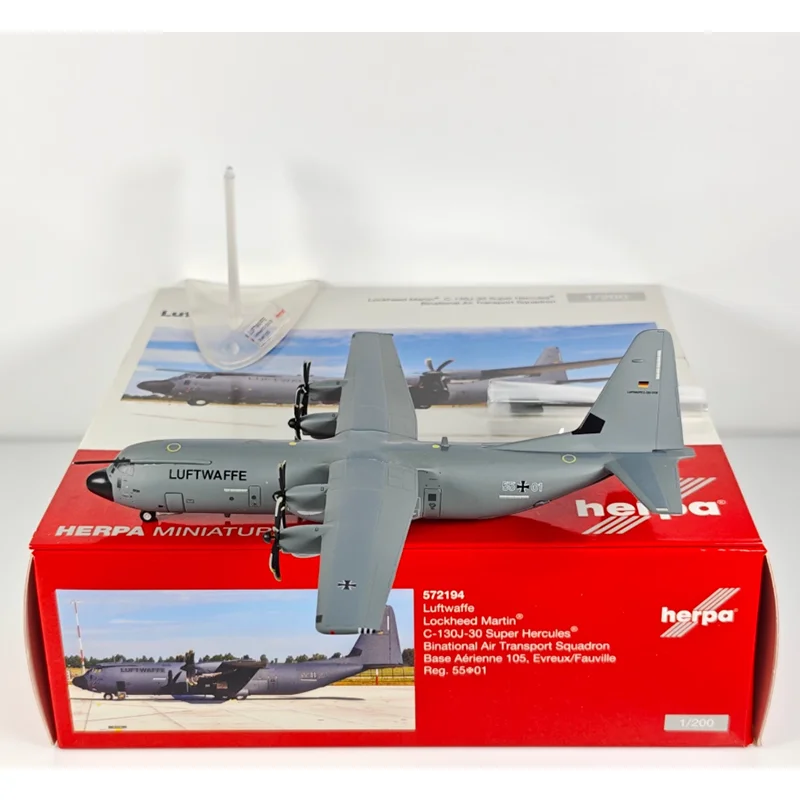 Herpa 1/200 Scale German Bundeswehr Air Force C-130J 55+01 Die-cast Alloy Aircraft Model Collectible Decorative Item
