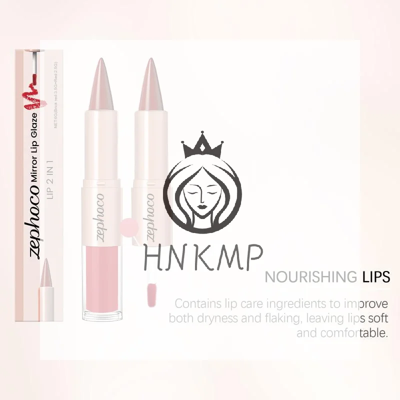 2 in  Double Head Brick Red Lip Liner and Plumping Gloss Makeup Pencil for Sexy Red Lips Everyday Beauty Routine