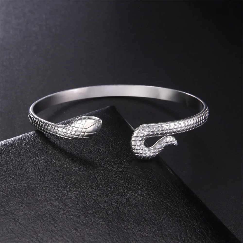 EUEAVAN Fashion Snake Bracelet For Women Chic Egypt Cleopatra Swirl Open Cuff Bangle Stainless Steel Birthday Charm Jewelry Gift