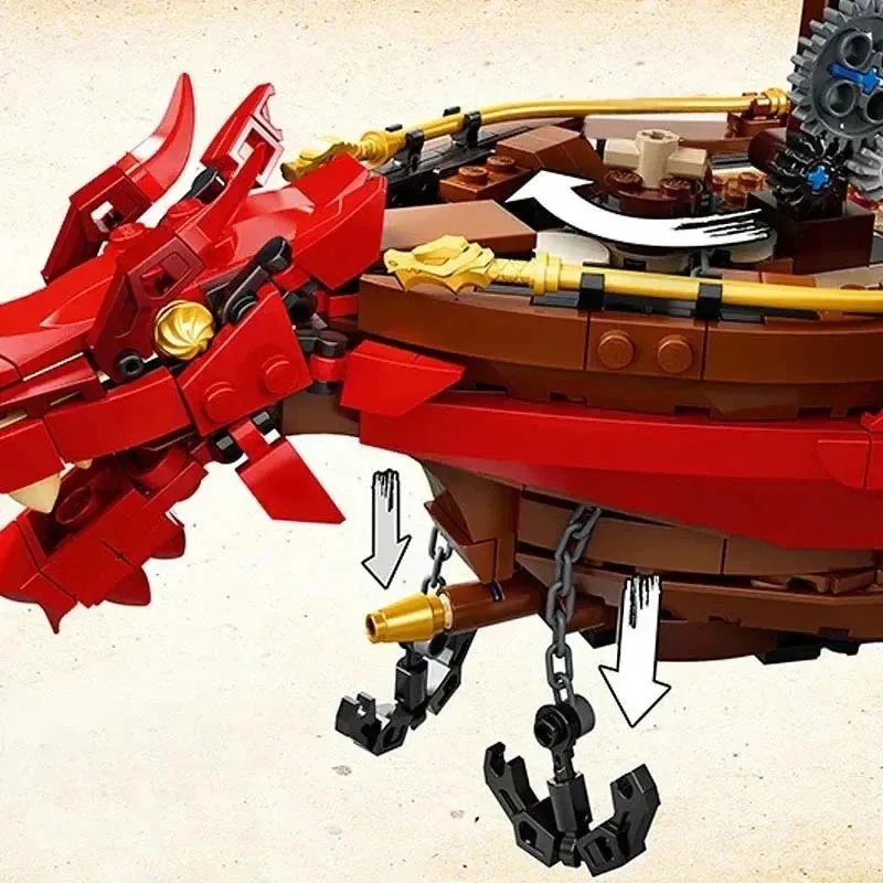 1781 pcs Destiny Bounty Ship Building Blocks 71705 Dragon Boat Monastery Bricks Toys For Boy Children Birthday Gifts Compatible