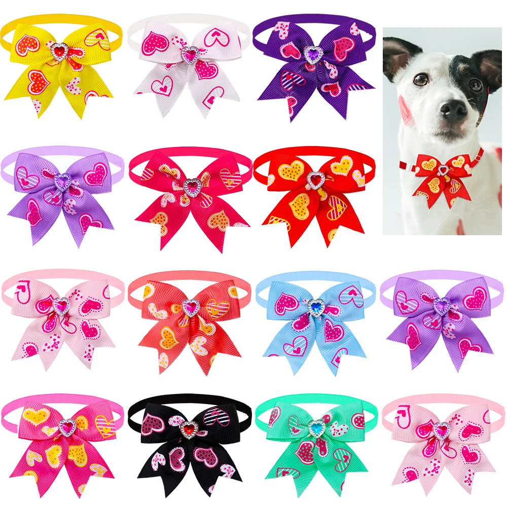 Любовь-для-домашних-животных-с-бриллиантовым-галстуком-бабочкой-воротником-и-цветком-разноцветные-милые-универсальные-аксессуары-для-домашних-животных-для-собак-и-кошек