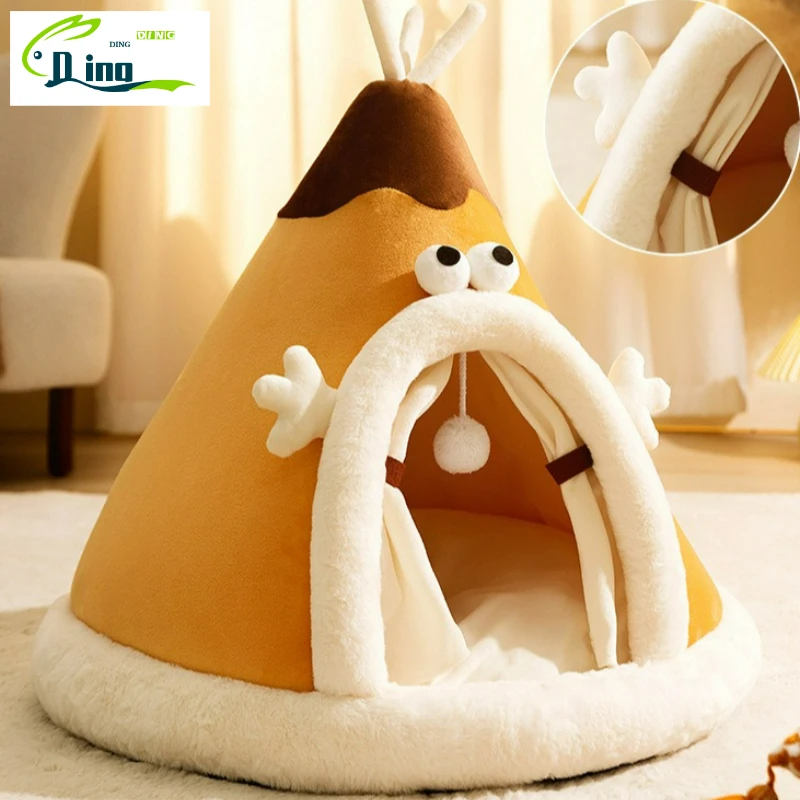 

Пещера для домашних животных, кошек, складная палатка, мягкая кровать для собак, монгольские юрты, милый питомник, гнездо для маленьких животных, щенков, чихуахуа, домик с ковриком