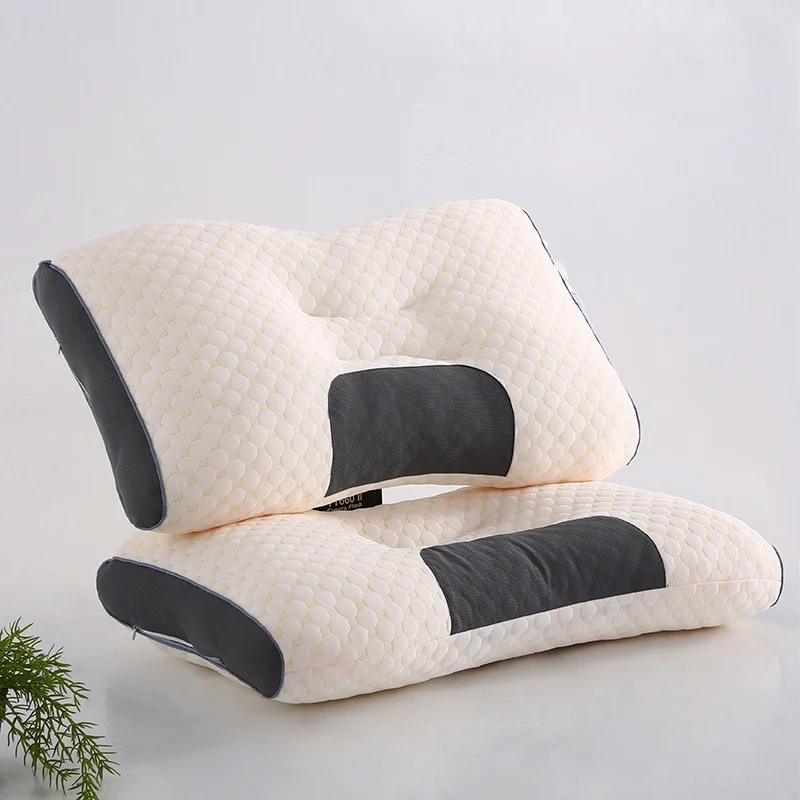 1pc Ergonomic Knitted Cover Sleeping Low Pillow Soft Comfortable Washable Neck Support Pillow Core Cushion Adult Holiday Gift