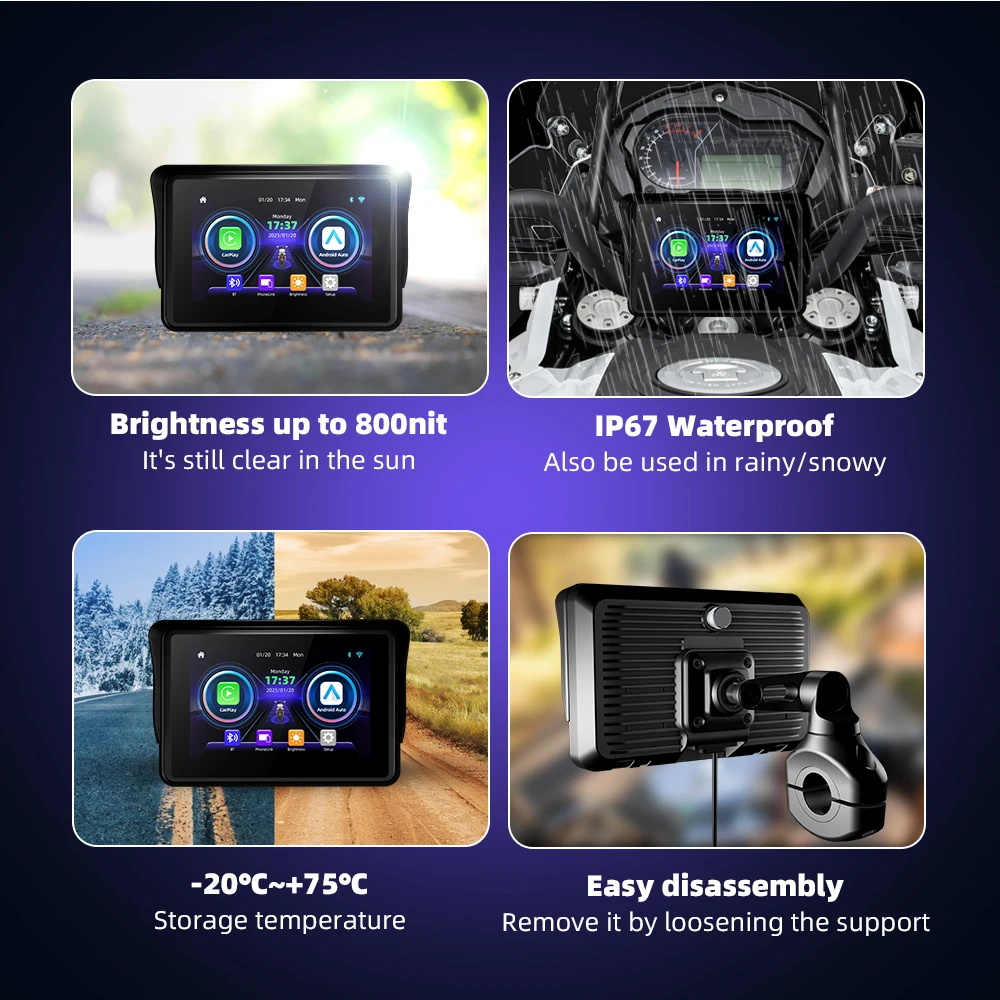 EKIY Spezielle Für BMW R1200GS R1250GS R1300GS F800 F850 F900 S1000XR Drahtlose CarPlay Moto Android Auto GPS Motorrad Navigation – Detail 18