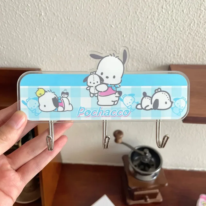 Kawaii sanrio multi fileira gancho cinnamoroll kuromi minha melodia bonito estudante quarto cozinha parede sem perfuração gancho presentes das meninas