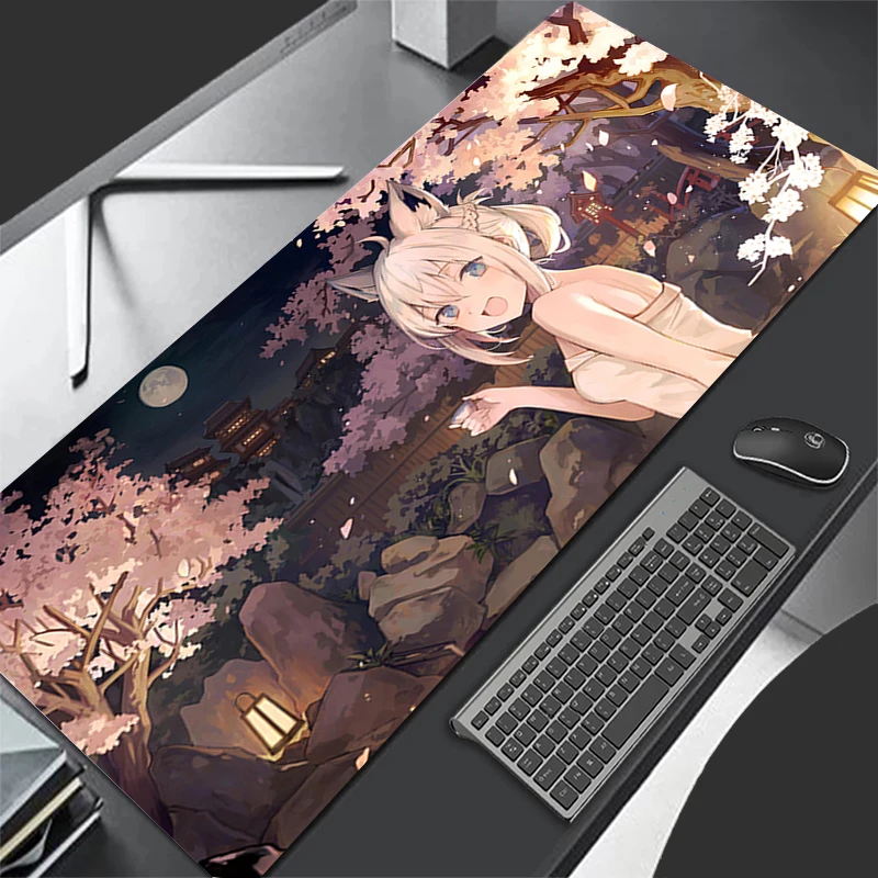 Mousepad Computer Gaming Accessories Keyboard Pad Office Rubber Mouse Pad H-hololive Shirakami Fubuki Decoracion Desk Mouse Mat