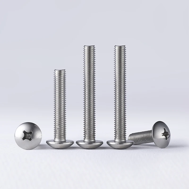 10 pces m5 m6 m8 304 cruz de aço inoxidável grande cabeça redonda parafuso phillips fardo cabeça parafuso pan cabeça parafuso fixador 6mm-80mm